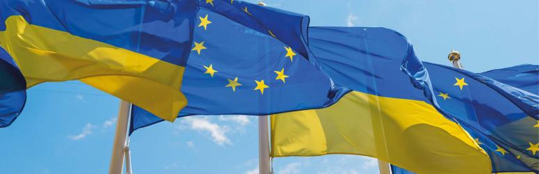Vlag van EU met vlag van Oekraïne